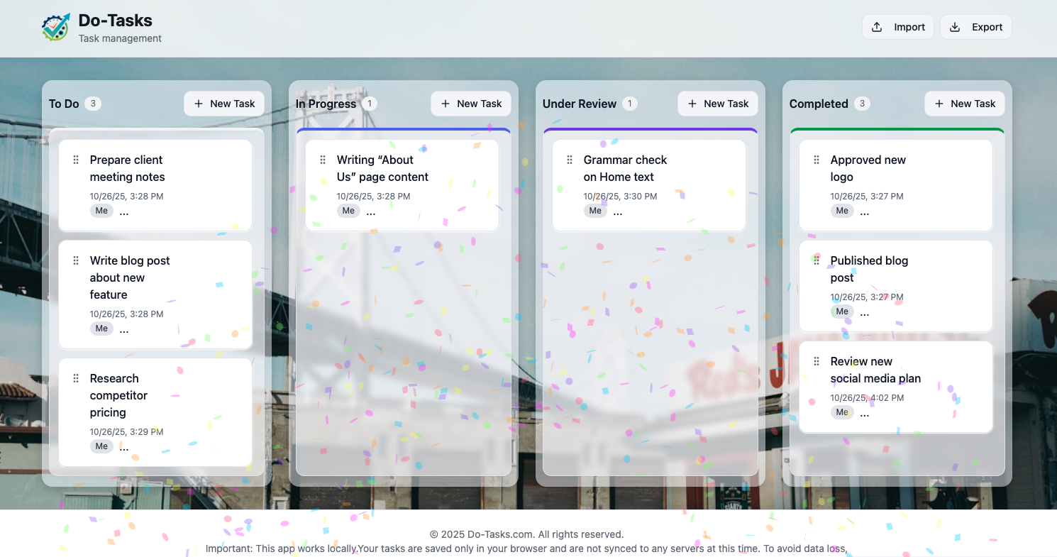 Screenshot of the Do-Tasks app board